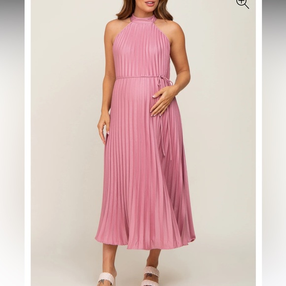 Pinkblush Pink Pleated Maternity Halter Dress - size small - Picture 1 of 4